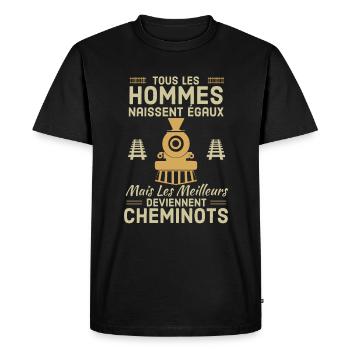 Cheminots - T-shirt Premium bio Homme - noir - Devant - Nico (187cm)
