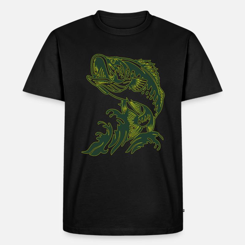 fisch - Männer Premium Bio T-Shirt - Schwarz