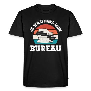 je serai dans mon bureau - T-shirt Premium bio Homme - noir - Devant - Nico (187cm)