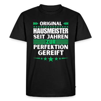 Caretaker matured to perfection - Men's Premium Organic T-Shirt - black - Front - Nico (187cm)
