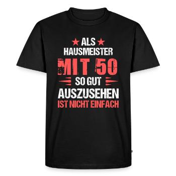 At 50 handsome janitor - Men's Premium Organic T-Shirt - black - Front - Nico (187cm)