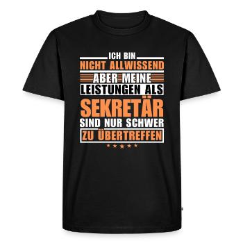 Unsurpassed performance as a secretary - Men's Premium Organic T-Shirt - black - Front - Nico (187cm)