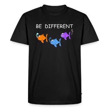 Be Different | Fish, fishing, funny pictures - Men's Premium Organic T-Shirt - black - Front - Nico (187cm)