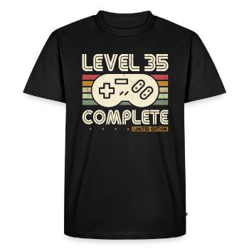 35 Anniversaire Niveau 35 Complete 35 ans cadeau - T-shirt Premium bio Homme - noir - Devant - Nico (187cm)