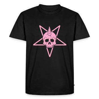 Crâne De Pentacle Rose En Métal Fille Noir - T-shirt Premium bio Homme - noir - Devant - Nico (187cm)