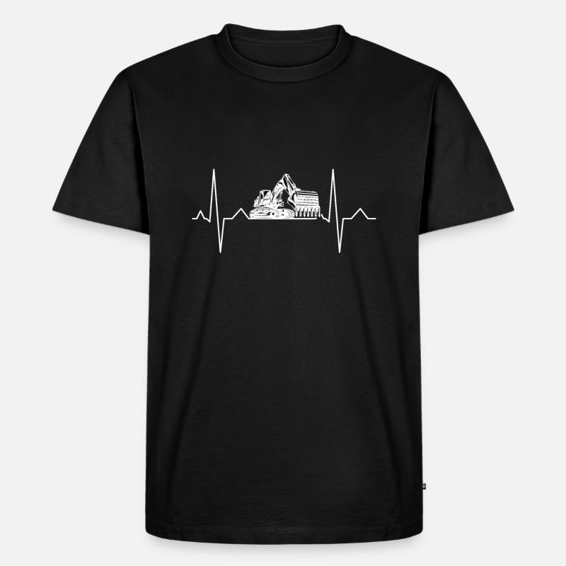 Baggerfahrer Bagger Herzschlag Design - Männer Premium Bio T-Shirt - Schwarz