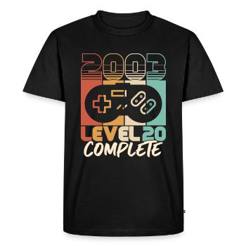 20ème anniversaire millésime 2003 Niveau 20 Complet - T-shirt Premium bio Homme - noir - Devant - Nico (187cm)