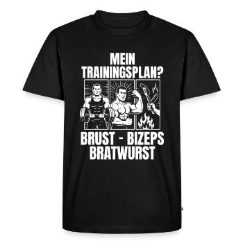 Poitrine, biceps, bratwurst - T-shirt Premium bio Homme - noir - Devant - Nico (187cm)