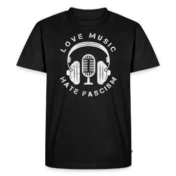 Love Music, Hate Fascism, Against Racism Gift - Men's Premium Organic T-Shirt - black - Front - Nico (187cm)