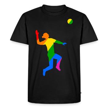 Saut arc-en-ciel au volleyball - T-shirt Premium bio Homme - noir - Devant - Nico (187cm)