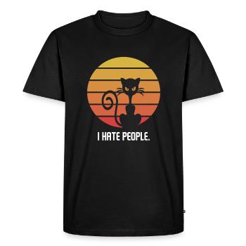 Je déteste les gens chat rétro drôle cadeau - T-shirt Premium bio Homme - noir - Devant - Nico (187cm)
