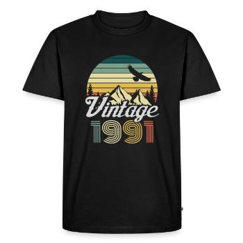 Vintage 1991 birthday retro vintage gift - Men's Premium Organic T-Shirt - black - Front - Nico (187cm)