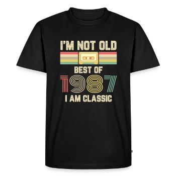 Vintage 1987 Anniversaire Retro Cassette Cadeau - T-shirt Premium bio Homme - noir - Devant - Nico (187cm)