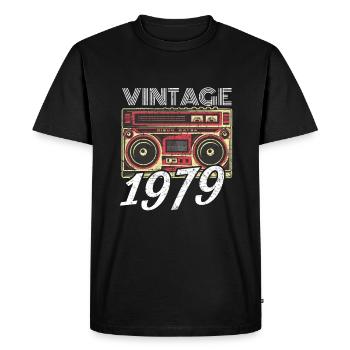 Vintage 1979 79 Birthday Retro Vintage Gift - Men's Premium Organic T-Shirt - black - Front - Nico (187cm)