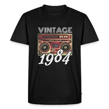 Vintage 1984 84 Birthday Retro Vintage Gift - Men's Premium Organic T-Shirt - black - Front - Nico (187cm)