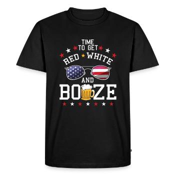 4 Juillet Drapeau ETATS-UNIS Bière Amérique Renard Cadeau - T-shirt Premium bio Homme - noir - Devant - Nico (187cm)