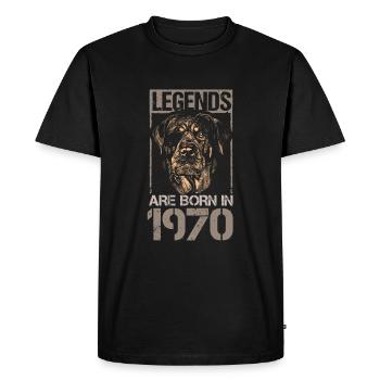 Birthday 1970 70 Retro Dog Rottweiler Gift - Men's Premium Organic T-Shirt - black - Front - Nico (187cm)