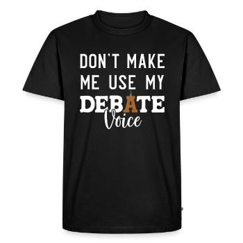 Débat Débat argumentation - T-shirt Premium bio Homme - noir - Devant - Nico (187cm)