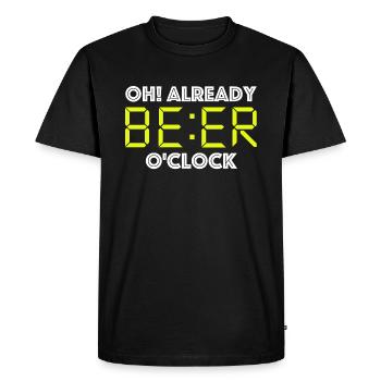 Oh, already beer clock | Party, BBQ, Friends, Fun - Men's Premium Organic T-Shirt - black - Front - Nico (187cm)