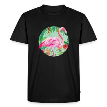 Flamingo - Männer Premium Bio T-Shirt - Schwarz - Vorne - Nico (187cm)