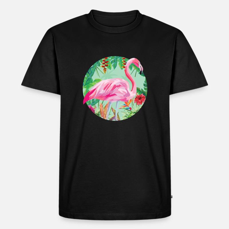 Flamingo - Männer Premium Bio T-Shirt - Schwarz