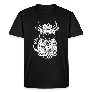 Cow Drawing - Men's Premium Organic T-Shirt - black - Front - Nico (187cm)