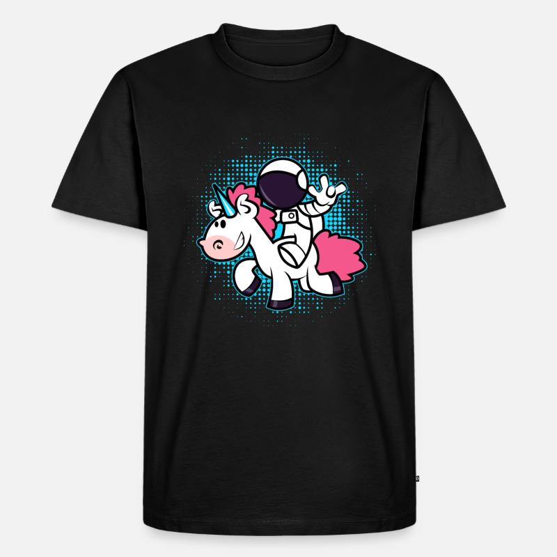 Astronaut Einhorn - Männer Premium Bio T-Shirt - Schwarz
