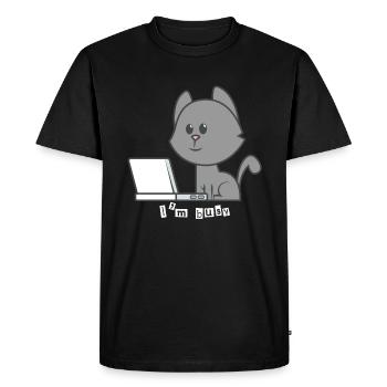 Cat Laptop - Men's Premium Organic T-Shirt - black - Front - Nico (187cm)