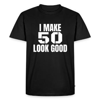 50s - Men's Premium Organic T-Shirt - black - Front - Nico (187cm)