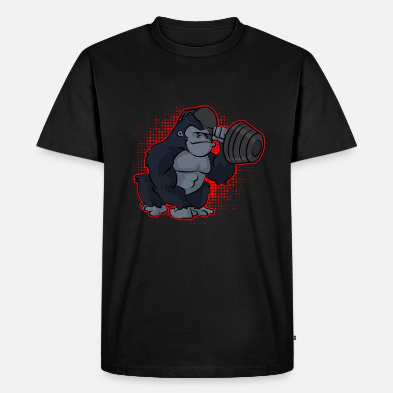 Gorilla Krafttraining - Männer Premium Bio T-Shirt - Schwarz