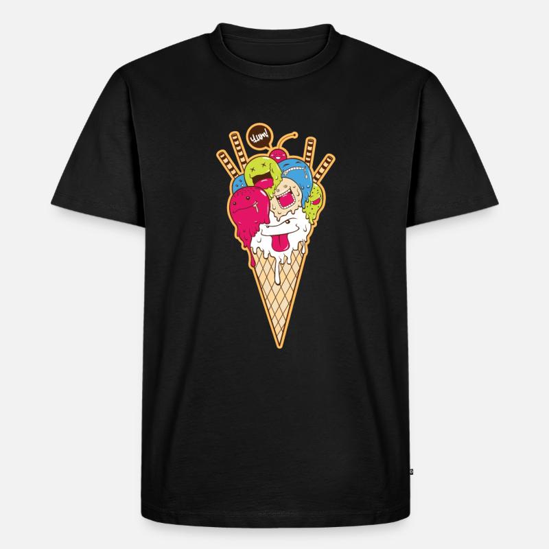 Eistüte Comic Gesichter - Männer Premium Bio T-Shirt - Schwarz