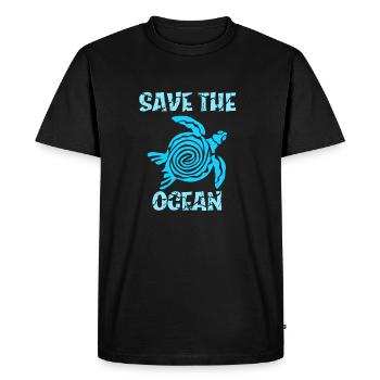 La tortue sauve les mers Save the Planet - T-shirt Premium bio Homme - noir - Devant - Nico (187cm)