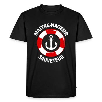 Maître nageur 02 - T-shirt Premium bio Homme - noir - Devant - Nico (187cm)