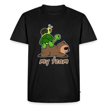 Team Slow - Men's Premium Organic T-Shirt - black - Front - Nico (187cm)