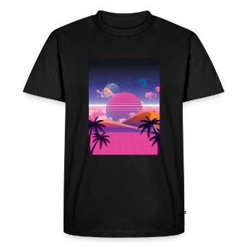 Vaporwave Beach - T-shirt Premium bio Homme - noir - Devant - Nico (187cm)