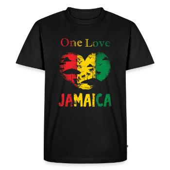 Jamaica One Love - Men's Premium Organic T-Shirt - black - Front - Nico (187cm)