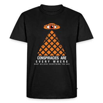Les complots sont partout - T-shirt Premium bio Homme - noir - Devant - Nico (187cm)