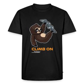 Climbing sloth Funny - Men's Premium Organic T-Shirt - black - Front - Nico (187cm)
