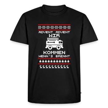 Advent Feuerwehr Lustig - Männer Premium Bio T-Shirt - Schwarz - Vorne - Nico (187cm)