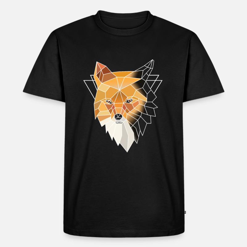Oranger Polygonal Fuchs - Männer Premium Bio T-Shirt - Schwarz