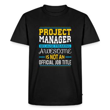 Chef de projet - T-shirt Premium bio Homme - noir - Devant - Nico (187cm)
