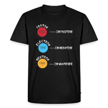 Proton electron neutron - Men's Premium Organic T-Shirt - black - Front - Nico (187cm)
