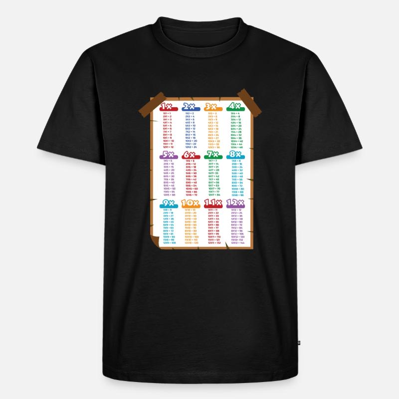 Multiplikation Tabelle - Männer Premium Bio T-Shirt - Schwarz