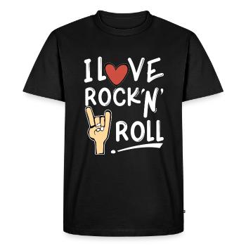 J'adore le rock n roll - T-shirt Premium bio Homme - noir - Devant - Nico (187cm)