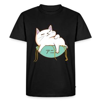 Anime chat ramen plein - T-shirt Premium bio Homme - noir - Devant - Nico (187cm)