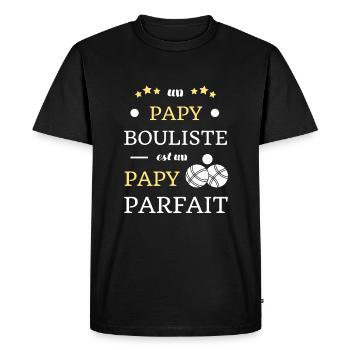 t shirt papy bouliste papy petanque humour papy - T-shirt Premium bio Homme - noir - Devant - Nico (187cm)