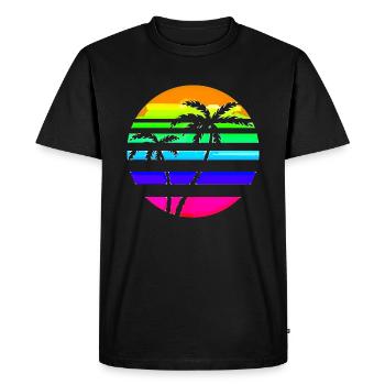 Palm trees | Summer | Sun | Holiday - Men's Premium Organic T-Shirt - black - Front - Nico (187cm)