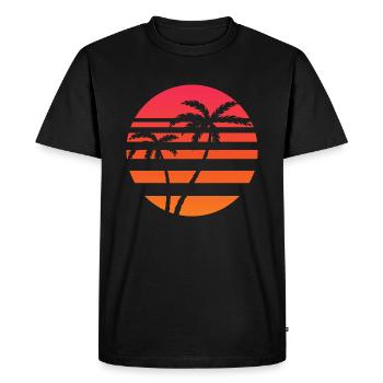 Palm trees | Summer | Sun | Holiday - Men's Premium Organic T-Shirt - black - Front - Nico (187cm)