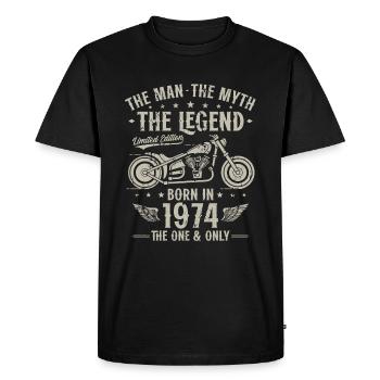 1974 Vintage homme mythe légende moto - T-shirt Premium bio Homme - noir - Devant - Nico (187cm)