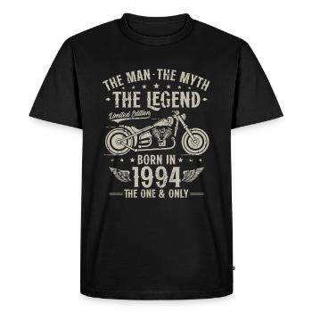 1994 Vintage Man Myth Legend Motorcycle - Men's Premium Organic T-Shirt - black - Front - Nico (187cm)